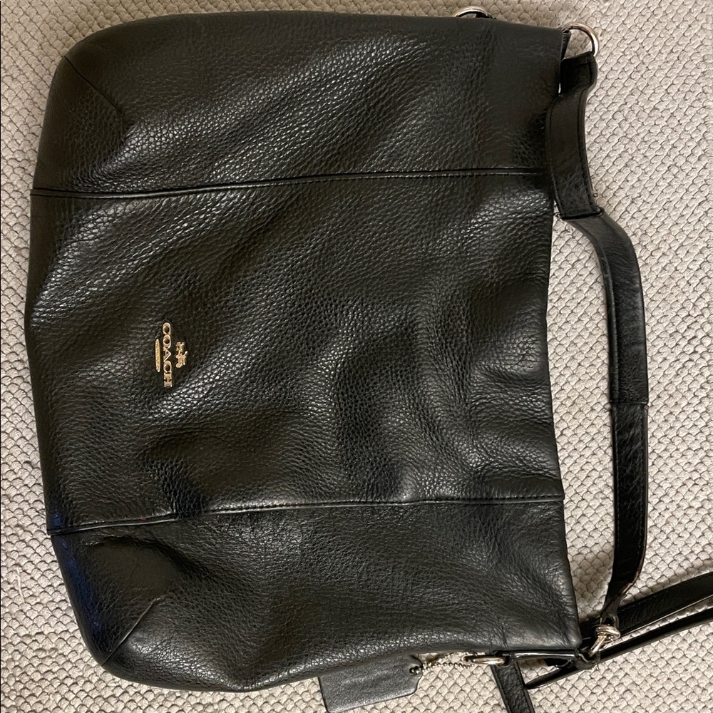 Coach Pebbled Black Leather Shoulder Bag